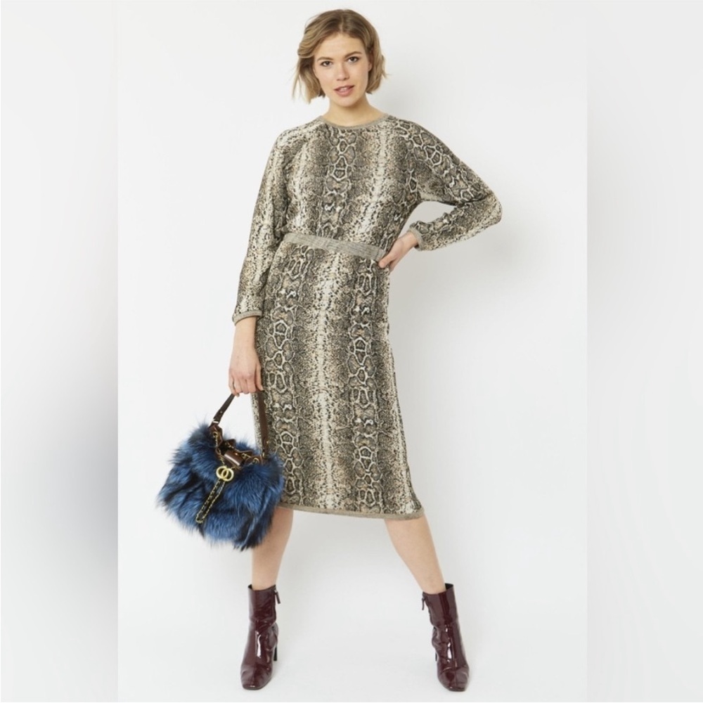 Zara Monochrome Snake Print Long Sleeve Dress